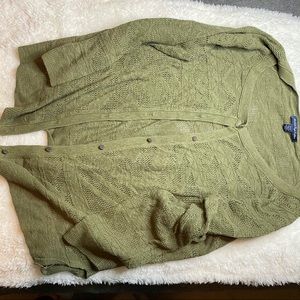 American Eagle Olive Green Laser Cutout Sweater XL